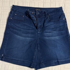 Needle & Cloth Dark Blue Stretch Denim Jean Shorts